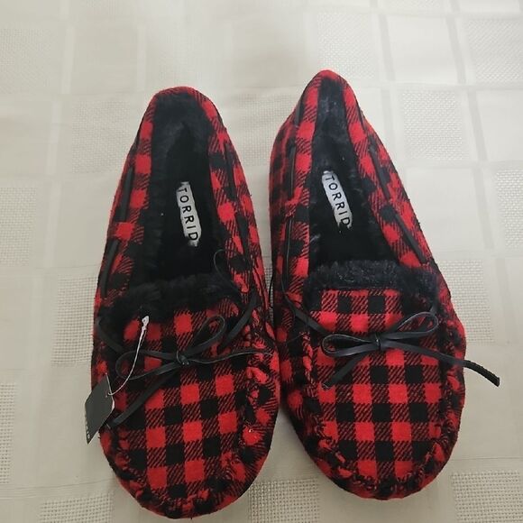 Torrid Red and Black Checkered Moccasin Slippers - Picture 13 of 16
